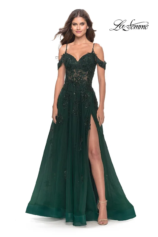 Charcoal Gray Gown La Femme 31346