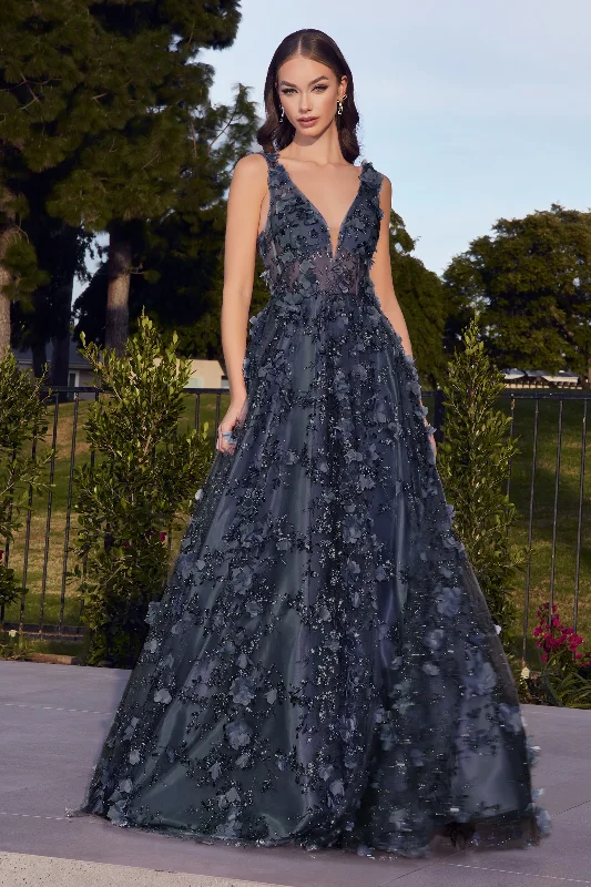 Bow Detail Dress LaDivine by Cinderella Divine A-line 3D Floral Dress J838