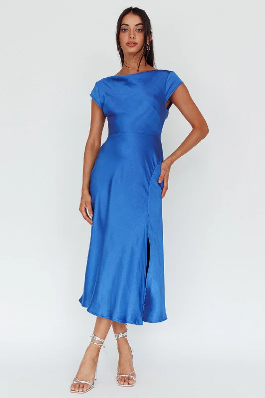 Formal Red Dress Lucinda Twist Back Midi Dress Navy