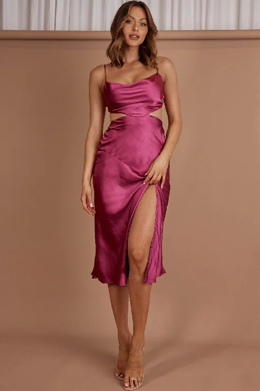 Tulle Skirt Dress Midnight Muse Strappy Back Midi Dress Fuchsia