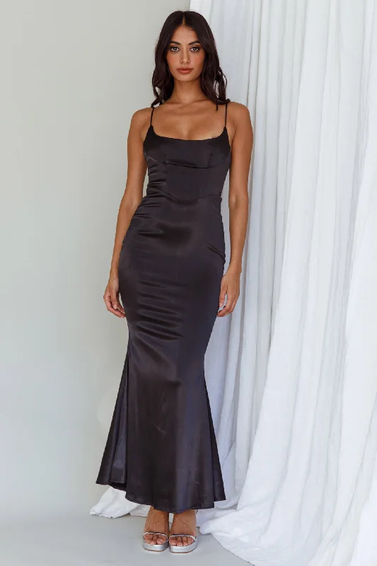 A-Line Gown Moon Rising Mermaid Maxi Dress Black