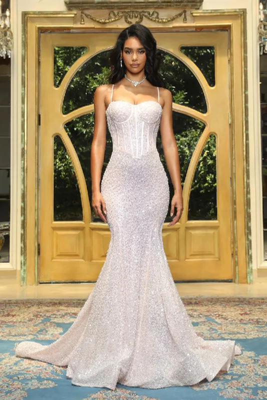 Velvet Evening Dress Portia and Scarlett Corset Beaded Prom Dress PS22036