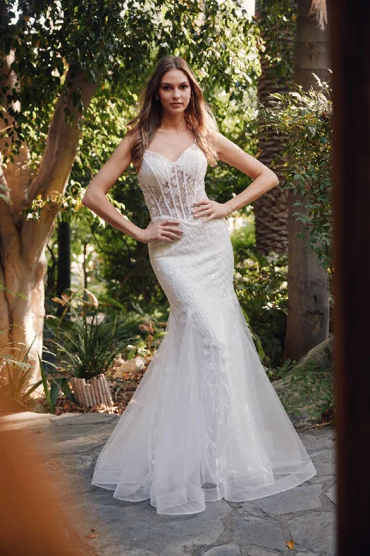 Empire Waist Dress Fitted Sheer Bodice Tulle Mermaid Skirt Long Wedding Dress JTJT2441SW Empire Waist Dress Fitted Sheer Bodice Tulle Mermaid Skirt Long Wedding Dress JTJT2441SW