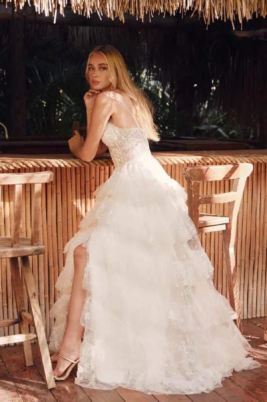 Embellished Dress Lace Corset Beaded Sparkle Glitter Fabric Ruffle Skirt Slit Long Wedding Dress JTJT2464AW Embellished Dress Lace Corset Beaded Sparkle Glitter Fabric Ruffle Skirt Slit Long Wedding Dress JTJT2464AW