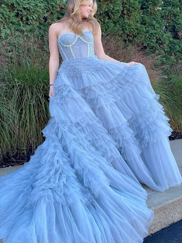 V-Neck Dress Elegant Sweetheart A-line Tulle Tiered Long Prom Dress Ball Gown,DP1240 V-Neck Dress Elegant Sweetheart A-line Tulle Tiered Long Prom Dress Ball Gown,DP1240