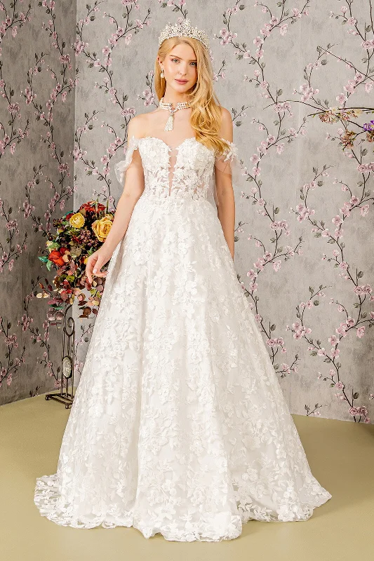 Mermaid Gown Sheer Bodice Sweetheart Mesh w/ Long Back Drape Long Wedding Dress GLGL3449 Mermaid Gown Sheer Bodice Sweetheart Mesh w/ Long Back Drape Long Wedding Dress GLGL3449