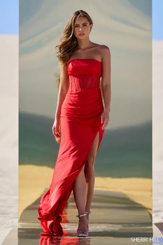 Embroidered Gown Sherri Hill Strapless Corset Prom Dress 56625