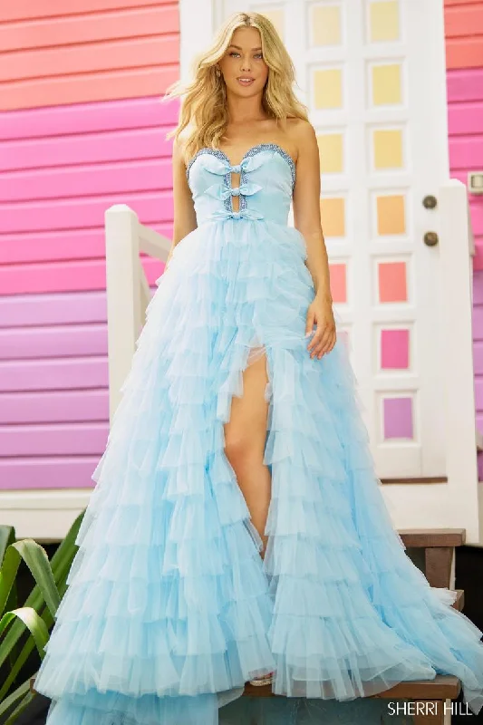 Modest Formal Dress Sherri Hill Strapless Ruffle Prom Dress 56012