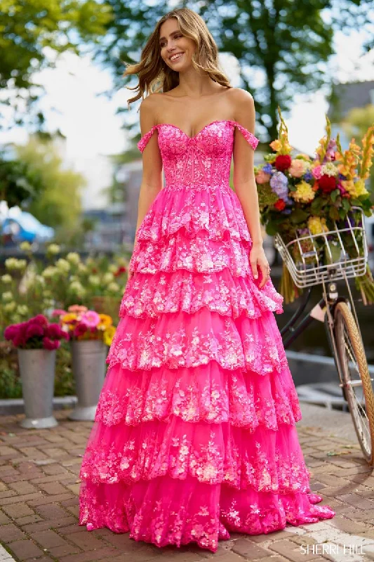 Elegant Gown Sherri Hill Corset Sequin Tulle Lace Prom Gown 56196