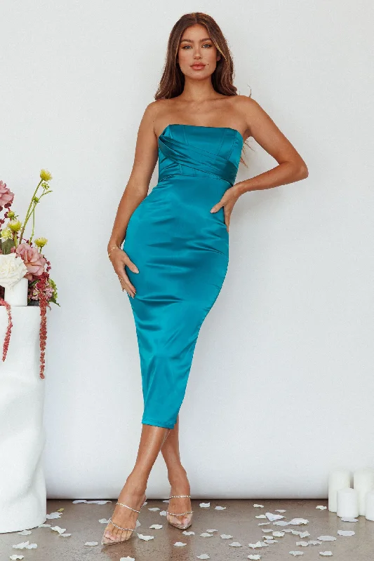 Perfect Fit Dress Still Mine Strapless Midi Dress Green