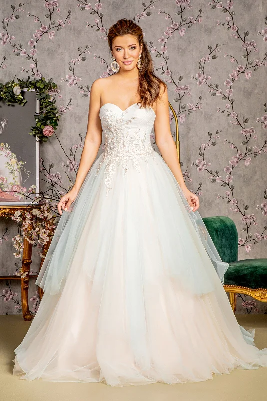 Simple Formal Dress Sweethearted Strapless Mesh Layered A-Line Long Wedding Dress GLGL3244 Simple Formal Dress Sweethearted Strapless Mesh Layered A-Line Long Wedding Dress GLGL3244