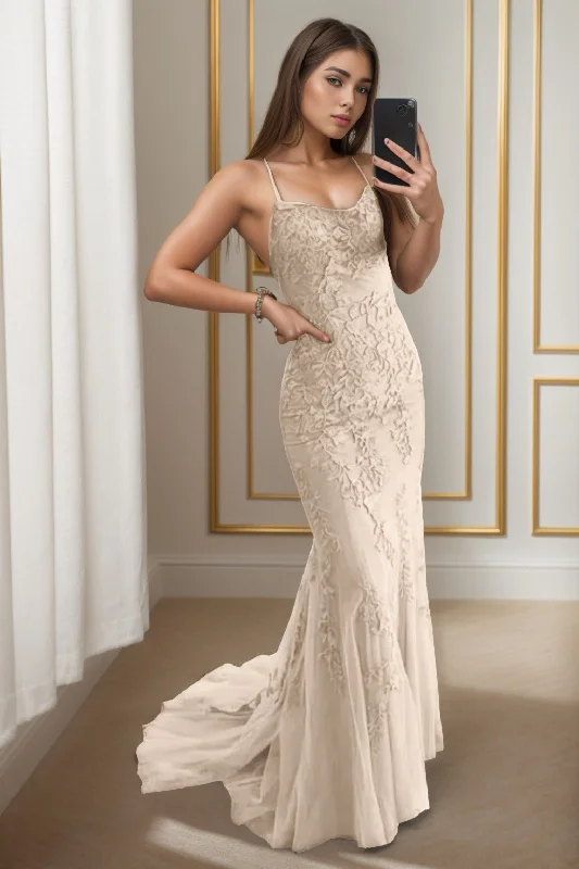 Simple Chiffon Dress Trumpet-Mermaid Sweep-Brush Train Tulle Prom Dress CS0398