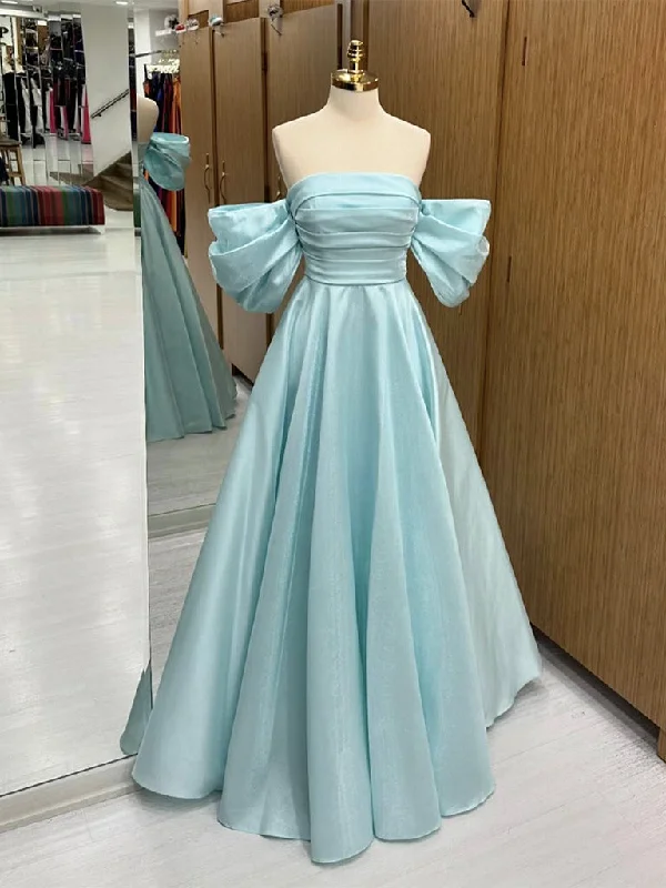 Satin Mermaid Dress A-Line Off Shoulder Satin Blue Long Prom Dress, Blue Long Formal Dress Satin Mermaid Dress A-Line Off Shoulder Satin Blue Long Prom Dress, Blue Long Formal Dress
