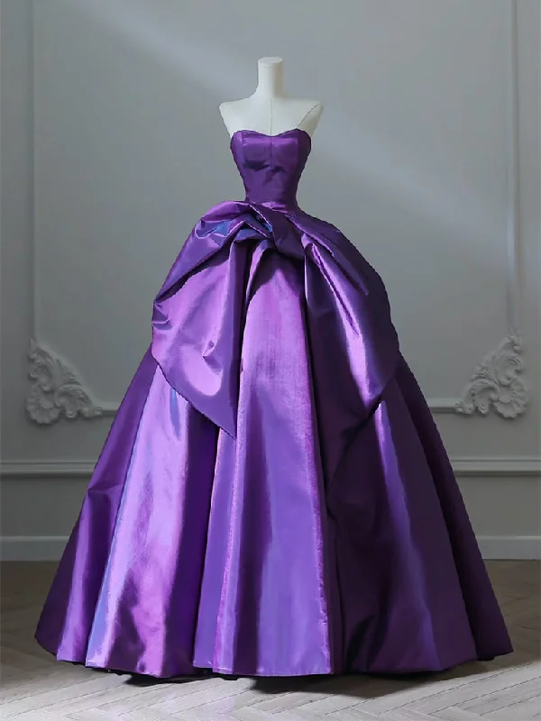 Show-Stopping Evening Gown A-Line Sweetheart Neck Satin Purple Long Prom Dress, Purple Long Evening Gown Show-Stopping Evening Gown A-Line Sweetheart Neck Satin Purple Long Prom Dress, Purple Long Evening Gown