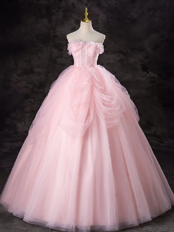 Classic Evening Dress A-Line Tulle Pink Long Prom Dress, Pink Tulle Long Formal Dress Classic Evening Dress A-Line Tulle Pink Long Prom Dress, Pink Tulle Long Formal Dress