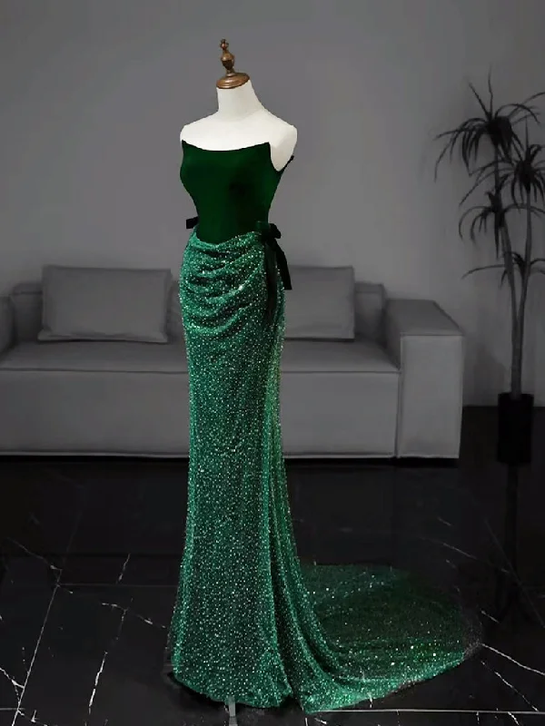 Floor-Length Satin Dress Green Tulle Velvet Long Prom Dress, Green Long Formal Dress Floor-Length Satin Dress Green Tulle Velvet Long Prom Dress, Green Long Formal Dress