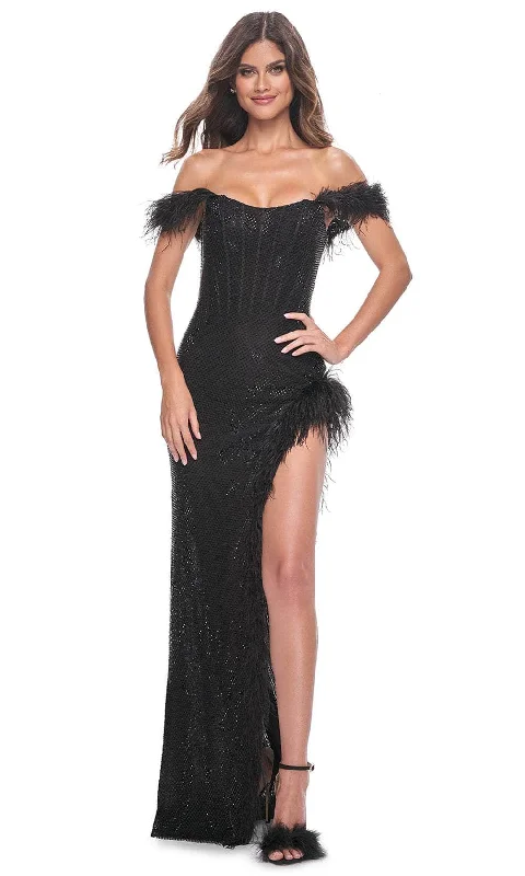 Off-Shoulder Gown La Femme 32151 - Off Shoulder Scoop Prom Gown
