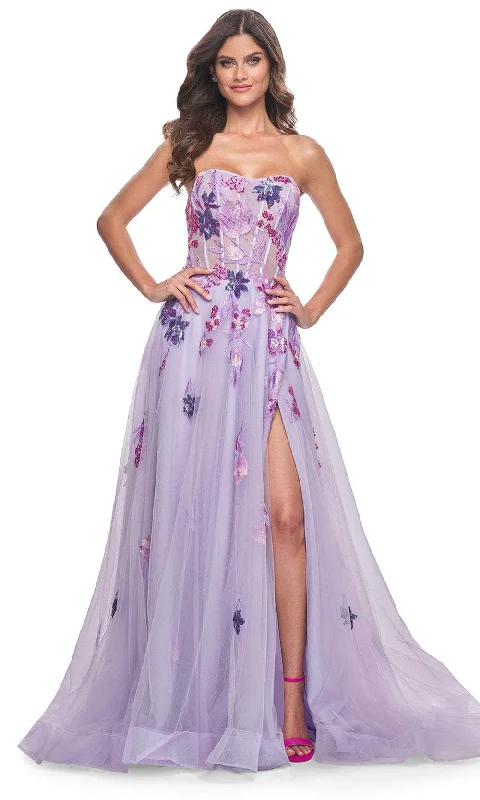 Velvet Dress La Femme 32156 - Strapless Sequin Embellished Prom Gown