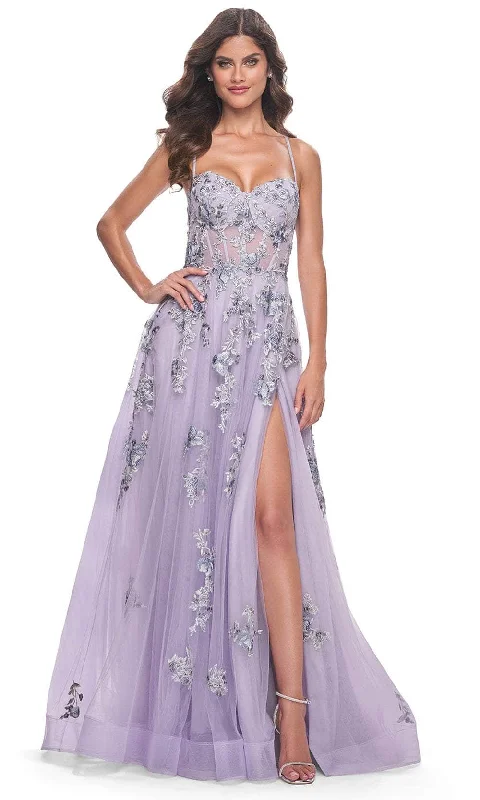 Red Carpet Dress La Femme 32221 - Lace Applique A-Line Prom Gown