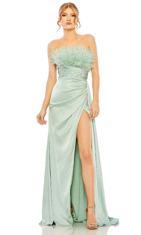 Stunning Silk Gown Mac Duggal 11690 - Feather Neckline Ruched Prom Gown