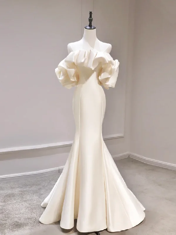 Bold Red Dress Mermaid Off Shoulder Light Champagne Long Prom Dress, Light Champagne Formal Dress Bold Red Dress Mermaid Off Shoulder Light Champagne Long Prom Dress, Light Champagne Formal Dress