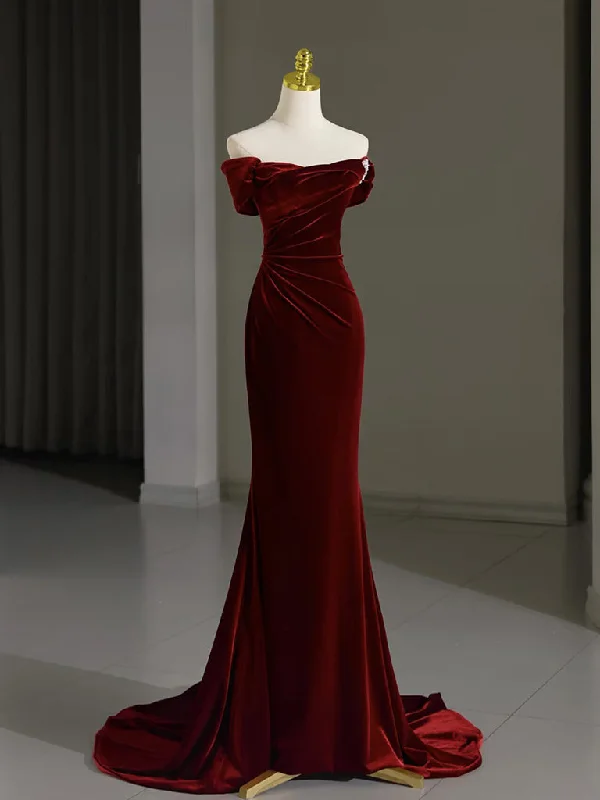 Burgundy Maxi Dress Mermaid Velvet Burgundy Long Prom Dress, Burgundy Long Formal Dress Burgundy Maxi Dress Mermaid Velvet Burgundy Long Prom Dress, Burgundy Long Formal Dress