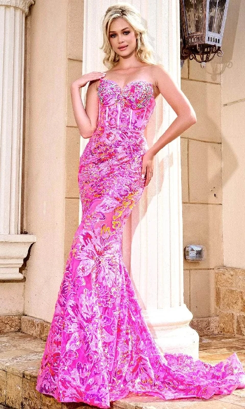 Embroidered Gown Portia and Scarlett PS24347 - Sequin Embellished Mermaid Prom Gown