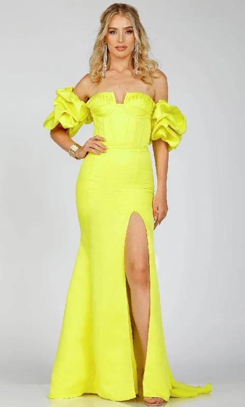 Glamorous Formal Dress Terani Couture 231P0181 - Off-Shoulder Ruffled Sleeve Prom Gown Glamorous Formal Dress Terani Couture 231P0181 - Off-Shoulder Ruffled Sleeve Prom Gown